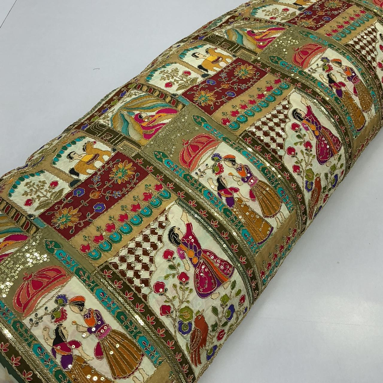 Pure Viscose Position Print Raja Rani Embroidery Work Fabric - Men's Kurta