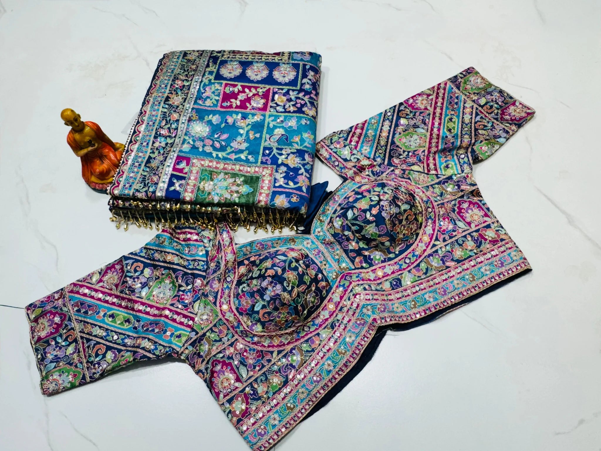 Celebrity Inspired Cocktail saree purple with Sequence & Blouse