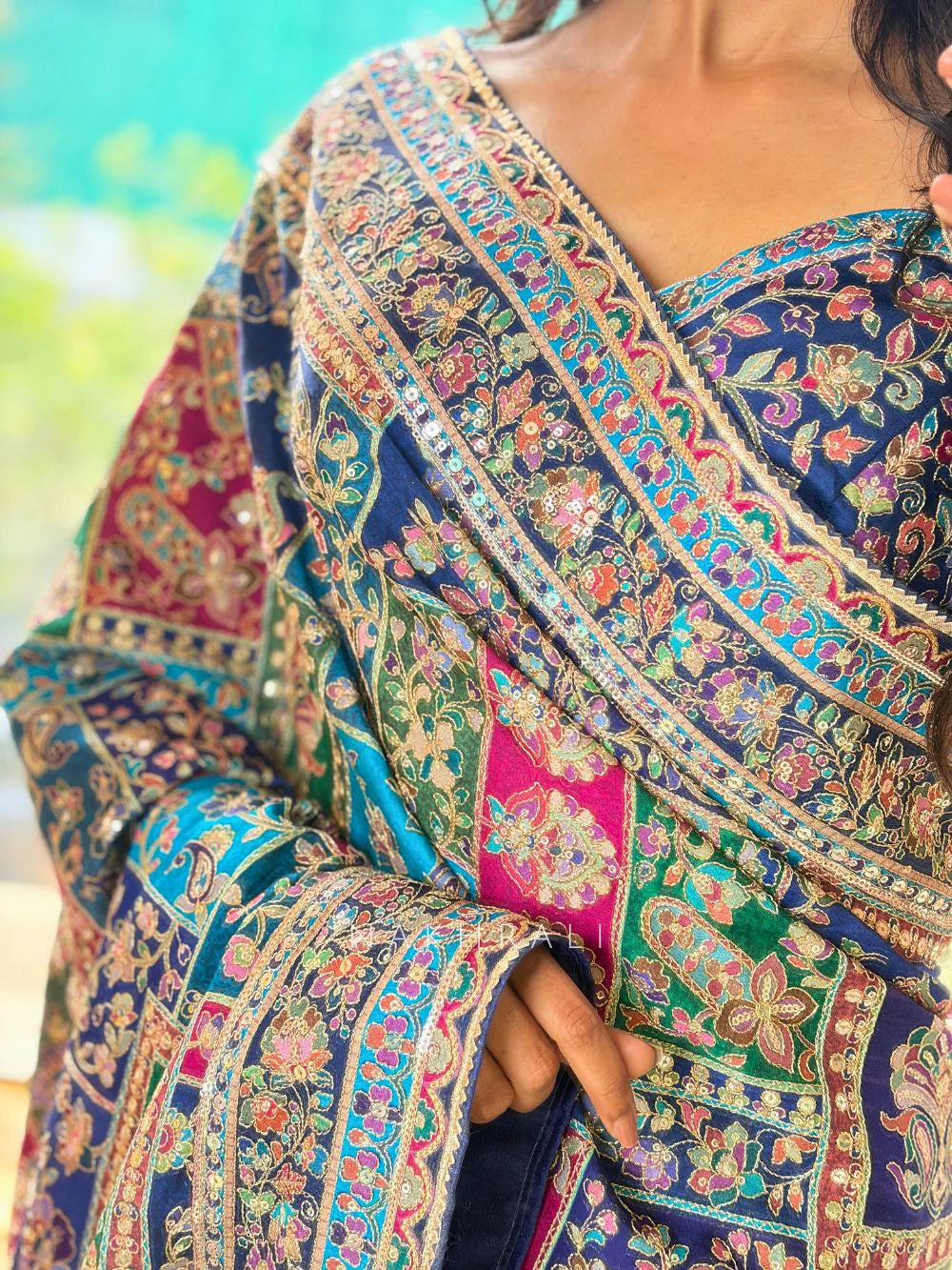 Celebrity Inspired Cocktail saree purple with Sequence & Blouse