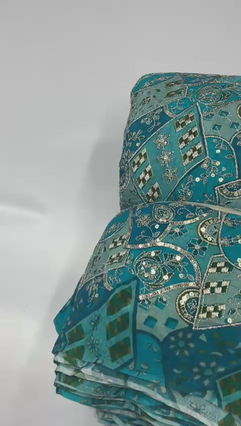 Blazer Stunninng color Zari Embroidery Position Print fabric ( Only Fabric )