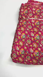 Rani color floral embroidery print natural crepe ( perfect for mens Kurta )