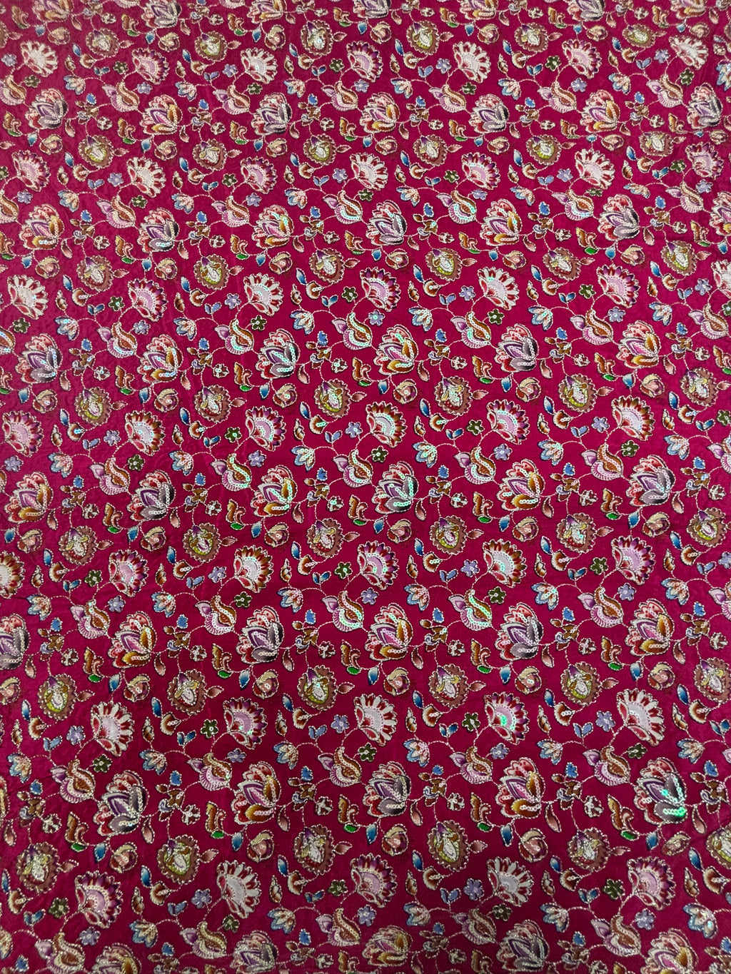 MULTICOLOR floral embroidery print natural crepe (perfect for gown )