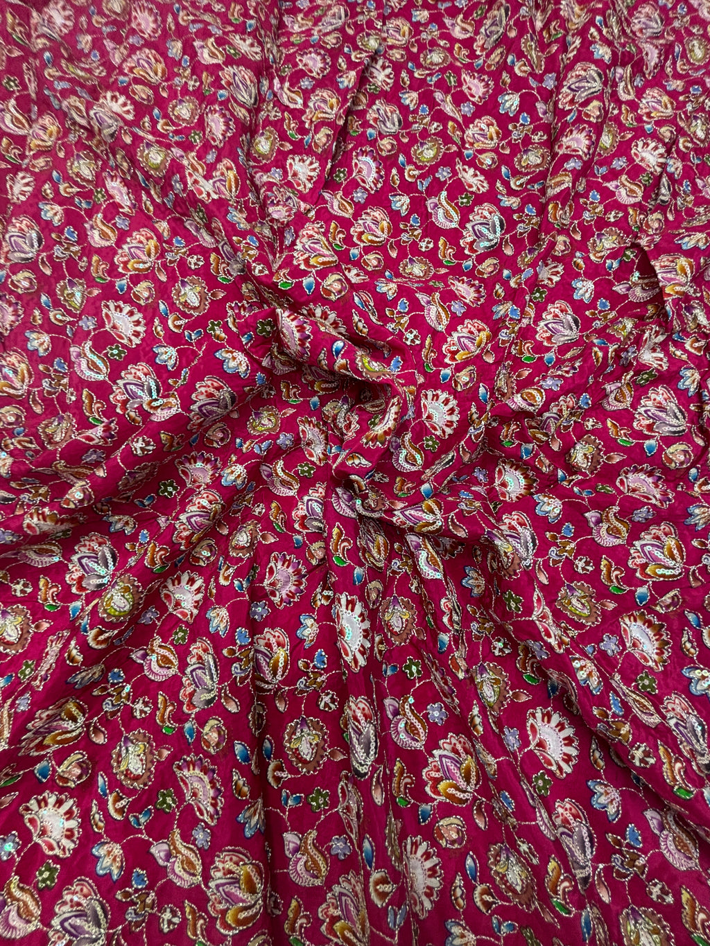 MULTICOLOR floral embroidery print natural crepe (perfect for gown )